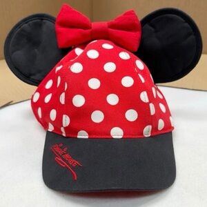 Disney Parks Disneyland Kids Minnie Mouse Polka Dot Ear Snap Back Cap